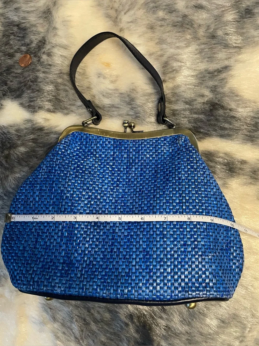 Patricia Nash Laureana Woven Leather Satchel Mirage Blue